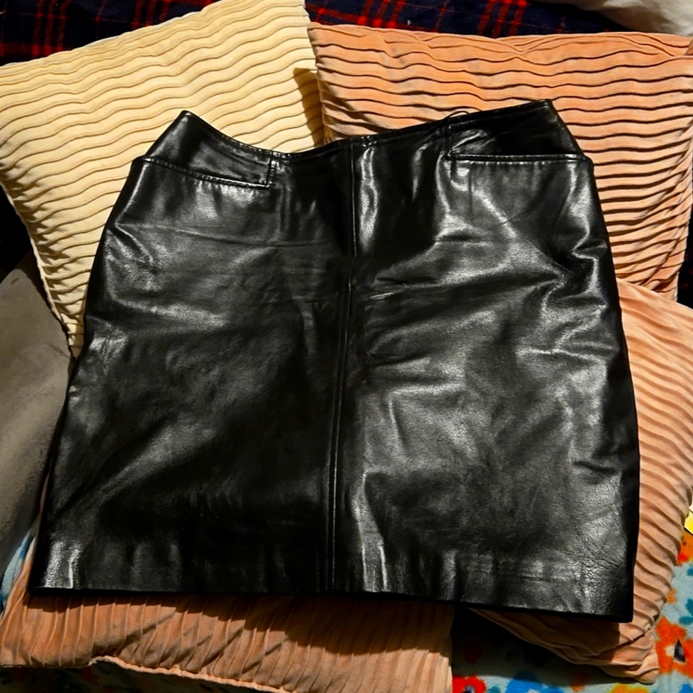 Vintage Bagatelle Black Faux Leather Pencil Skirt